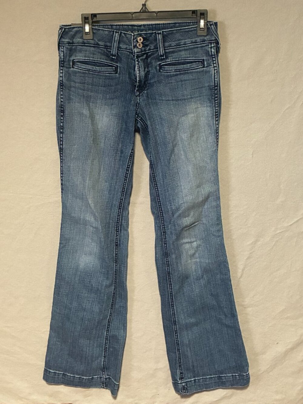 ARIAT Denim Trousers Jeans Women's Mid Rise Stretch Wide Leg 27L Embroidered